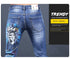 Slim Fit Korean Streetwear Graphical Printed Luxury Hip-Hop Stretch Denim Jeans for Men - Perfect Medium Wash Jeans Outfit